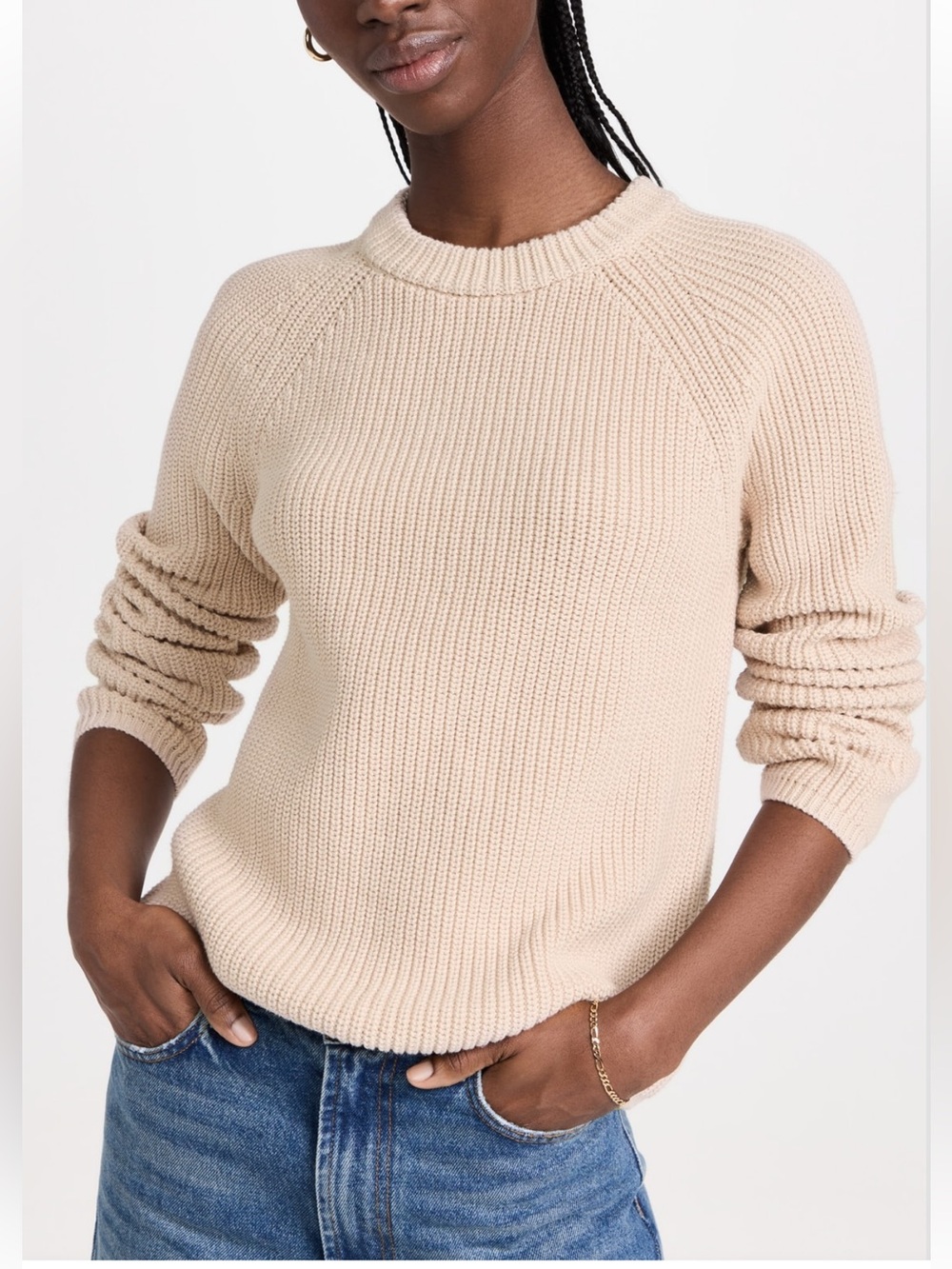 Jenni Kayne Cream Cotton Fisherman Sweater - Picture 3 of 11